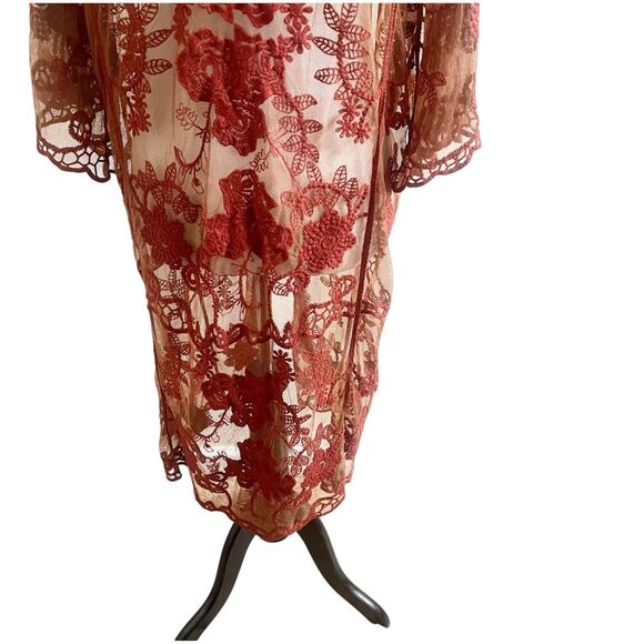 Shyanne Embroidered Cardigan Womens O/S Brown Resort Beachy Coastal Boho Western - Picture 8 of 14